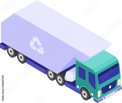 Garbage Recycling and Waste Management Isometric Icons Set