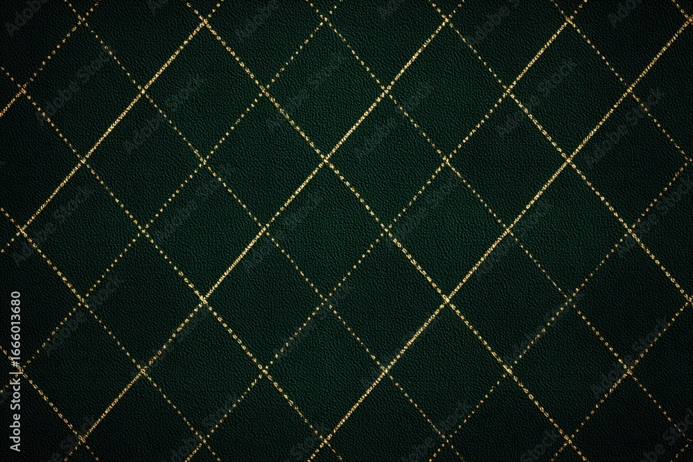 Fototapeta premium Dark green argyle pattern with slim golden lines creates a sophisticated design perfect for elegant home decor