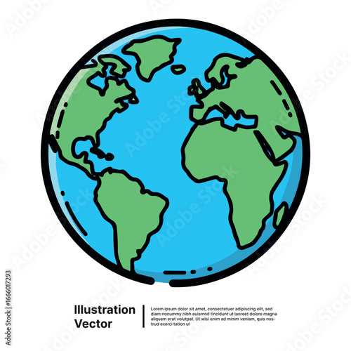 Vibrant hand-drawn Earth globe symbolizing interconnectedness, global journey, and environmental care concept