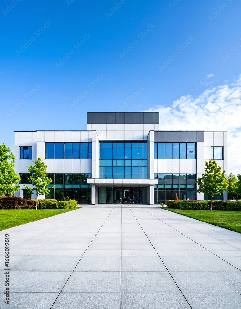 Obraz premium Modern office building with landscaping