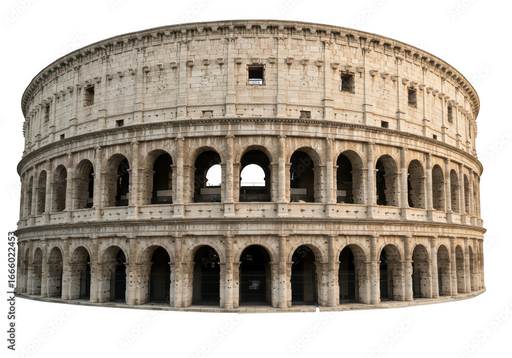 Fototapeta premium The iconic colosseum in rome, italy, stands isolated on transparent background