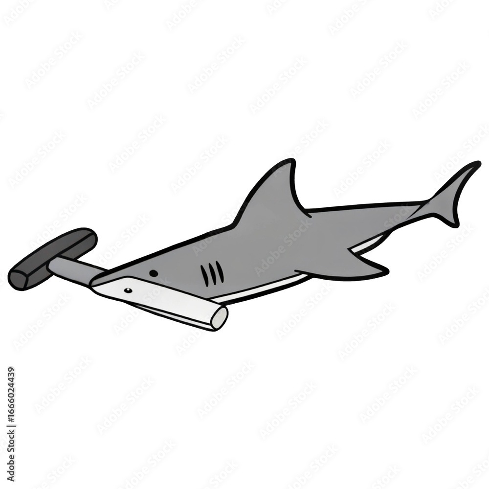 Fototapeta premium A whimsical cartoon illustration of a hammerhead shark with simplified features