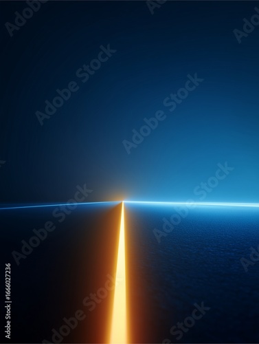 Neon Horizon: A striking minimalist composition of radiant neon light, casting a vibrant glow across a seemingly infinite plane of darkness. the perfect blend of technology and abstraction