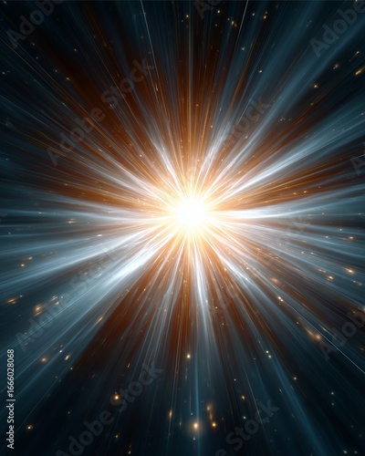 Cosmic Explosion: An abstract image of an explosion in space. The scene is filled with the radiant glow of energy bursting outward in a dynamic display.