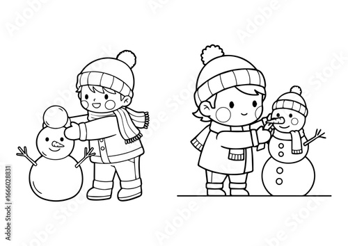 Wallpaper Mural Kid Building Snowman Torontodigital.ca