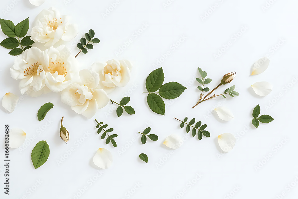 Fototapeta premium roses on white background 