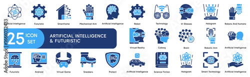Artificial Intelligence and Futuristic Icons Set