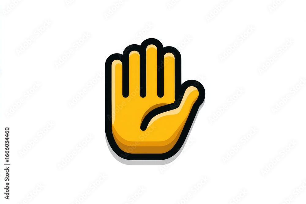 Obraz premium Simple yellow hand icon, flat design, black outline