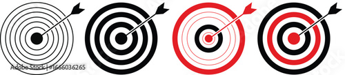 Target icons set. Darts icon. Hitting the bullseye icon line and flat style. Goal symbol collection. Simple target with arrow. target icon eps vectoe file.