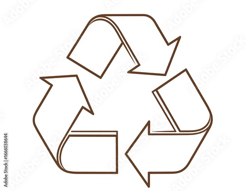 Simple recycle symbol in brown outline