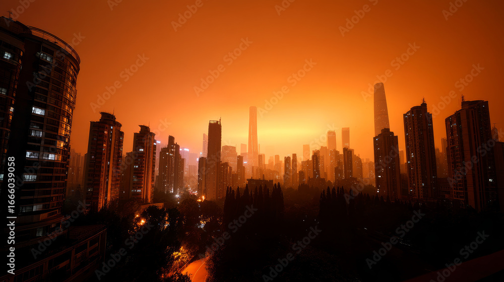 Fototapeta premium Industry metallurgical plant dawn smoke smog emissions bad ecology. Concept of air pollution in the city. Call for urgent action to protect the environment.