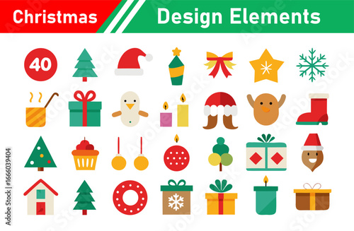 Collection of Christmas Design Elements and Festive Icons for Holiday Season
