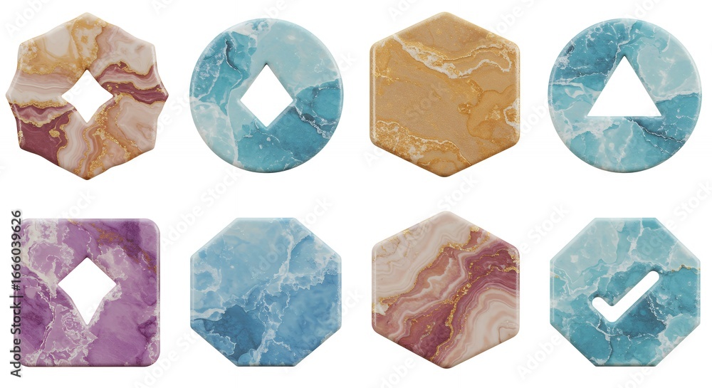 Naklejka premium Abstract marbled geometric shapes