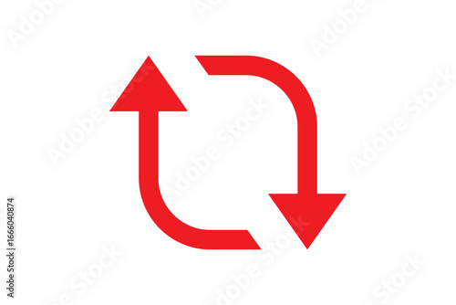 reverse arrow icon vector design red color isolated in white background