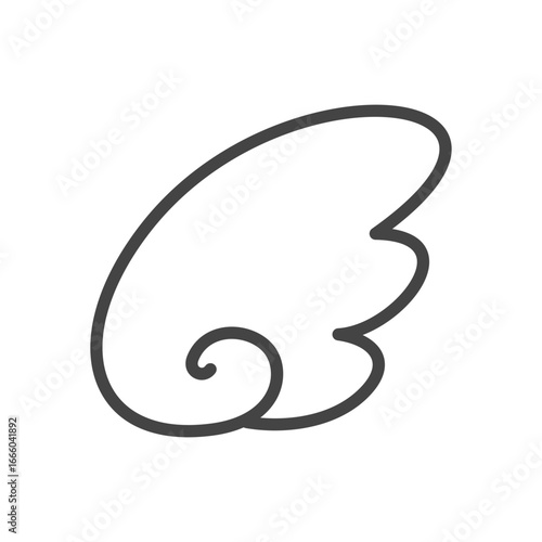 Cute wing icon. Hand drawn illustration of small angel wing. Kawaii sticker. Vector 10 EPS.