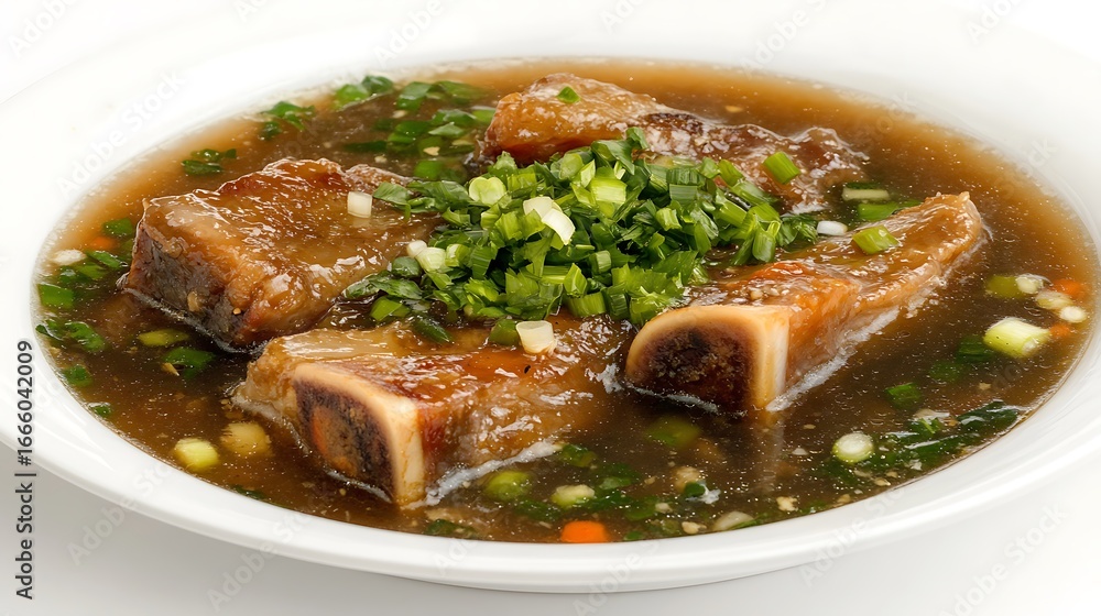 Delicious Beef Stew Hearty Braised Ribs in Rich Broth with Fresh Herbs.