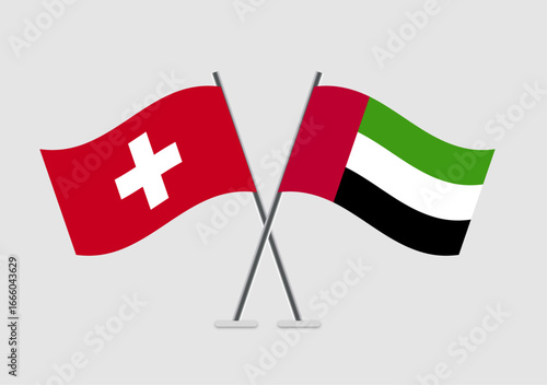 Switzerland and United Arab Emirates vector flags illustration with unity tone