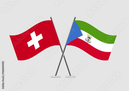 Switzerland and Equatorial Guinea vector flags in celebration vector format