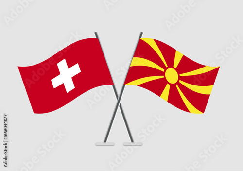 Switzerland and Macedonia vector flags in mutual respect layout