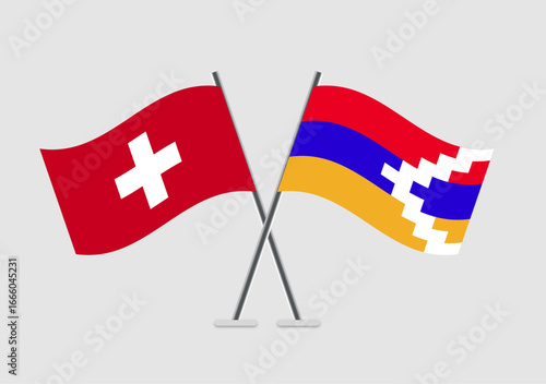 Switzerland and Nagorno-Karabakh Republic vector flags image ideal for posters or prints