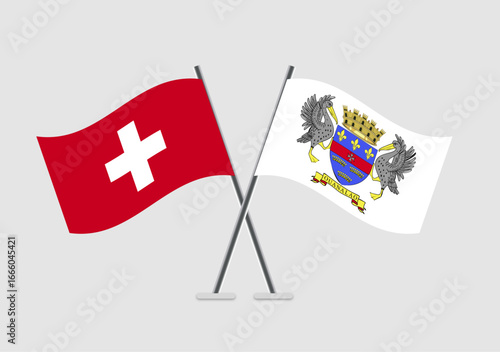 Switzerland and Saint Barthelemy vector flags used in design for unity poster