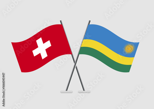 Switzerland and Rwanda vector flags with twin-flag composition