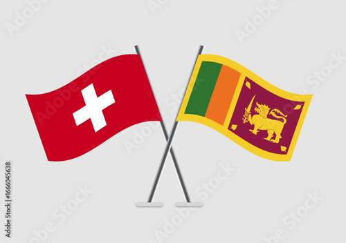 Switzerland and Sri Lanka vector flags styled in ceremonial layout
