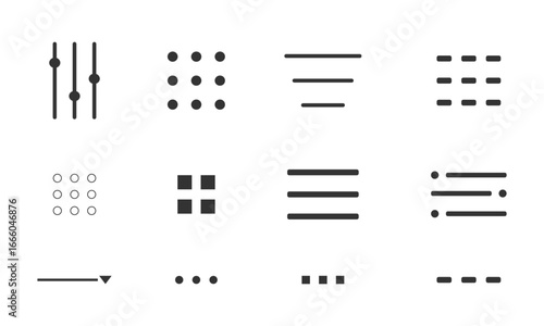 Hamburger interface menu set simple line, minimal ui popup burger. Website navigation button Hamburger menu line icon Template navigation dropdown button web symbol. Interface design element