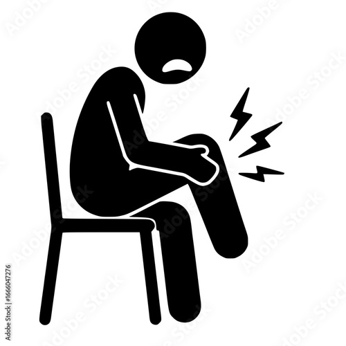 black figure sitting, knee pain, lightning bolts clip art preview