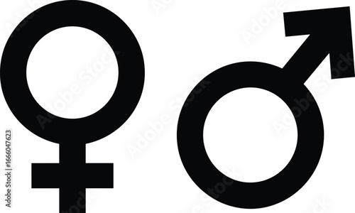 Female and Male Gender Symbols Side by Side on White Background woman