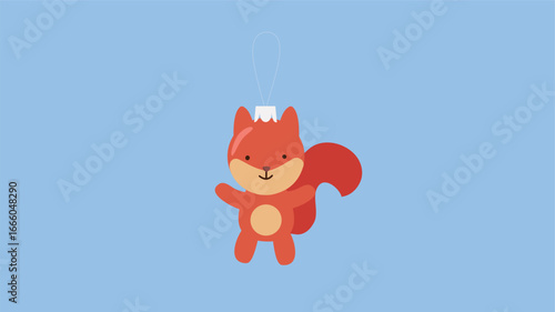 Cute squirrel with a christmas tree toy. Vector illustration.