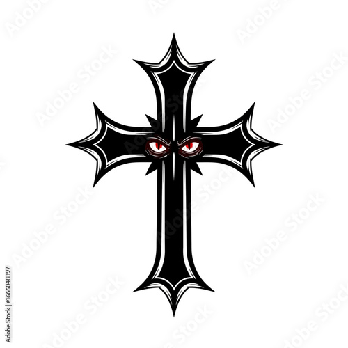 Black Cross with Evil Eyes Design.