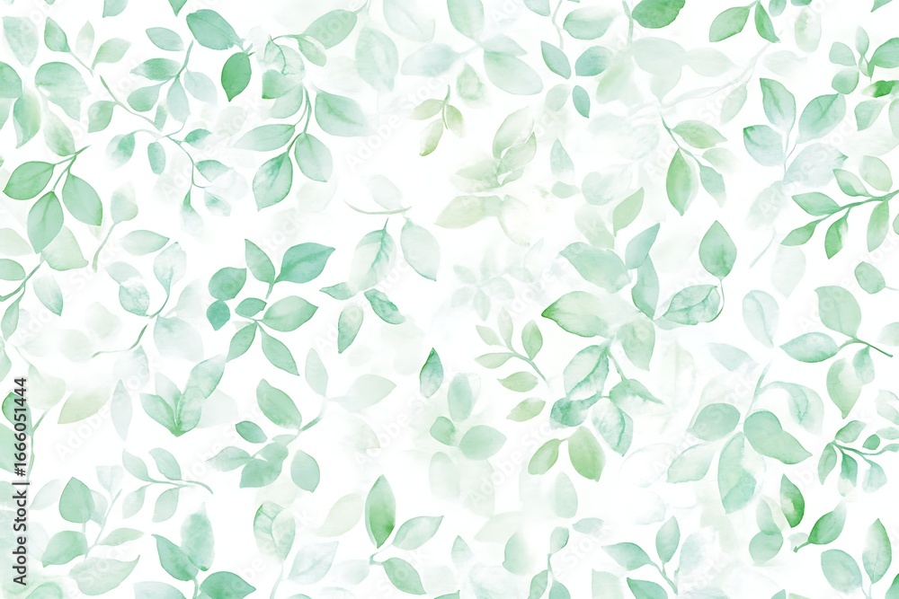 Fototapeta premium Mint green leaves watercolor blend
