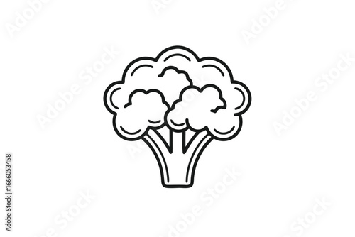 Isolated Outline Broccoli Vector, Healthy Eating, Nutrient Rich Food on White