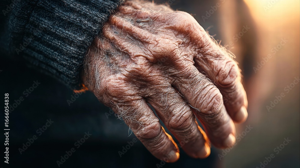 Fototapeta premium A close-up shot of an elderly hand revealing the intricate details of age and experience.