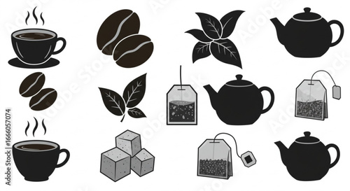 Collection of coffee and tea icons