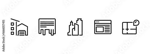 Outline icons for urban real estate and property marketing concepts