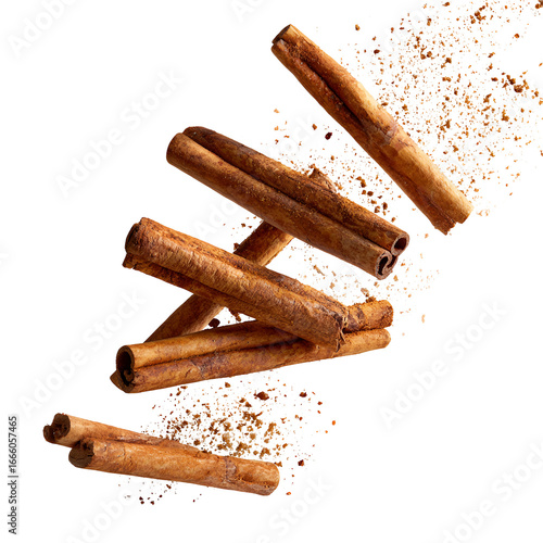 Flying Cinnamon Sticks Isolated