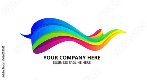 Abstract colorful wave shape with vibrant gradient layers