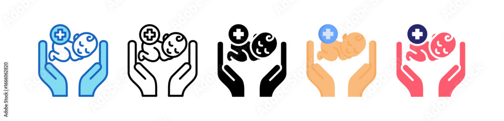 Fototapeta premium Pediatric Multiple Style Icon Set Collection. 