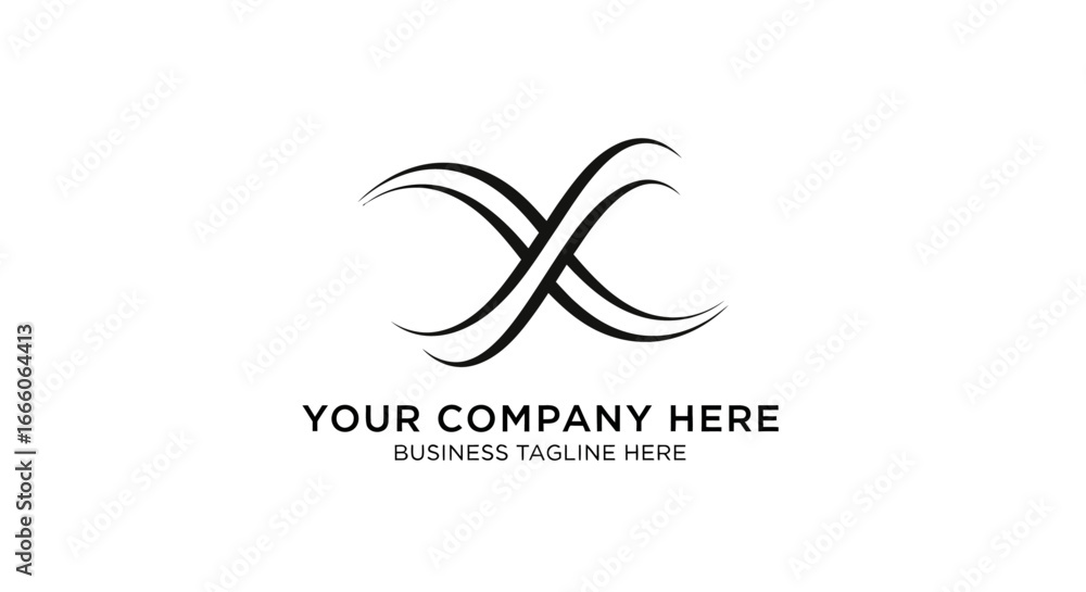 Fototapeta premium Abstract Intertwined X Logo Design with Flowing Lines