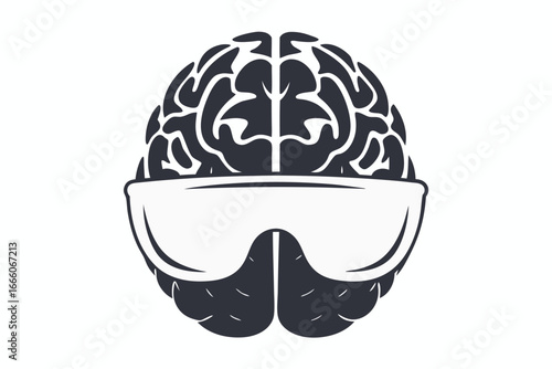 Stylish Brain With Modern Glasses on White Background for Microstock