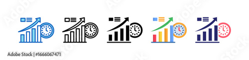 Time To Market Multiple Style Icon Set Collection. 