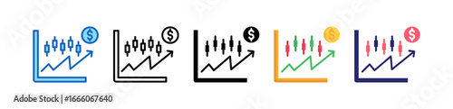 Stock Market Multiple Style Icon Set Collection. 