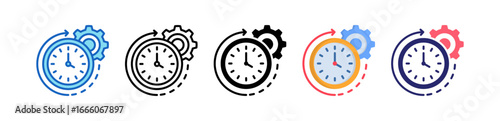 Time Efficiency Multiple Style Icon Set Collection. 