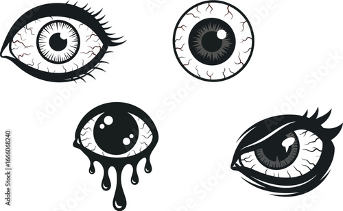 Struggling tired eyes with bloodshot veins symbolize exhaustion, stress, or fatigue. Perfect for health.
