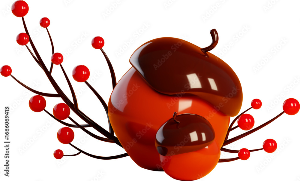 Naklejka premium Acorn with Berry