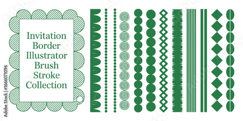 Green Invitation Border Brush Stroke Illustrator Collection