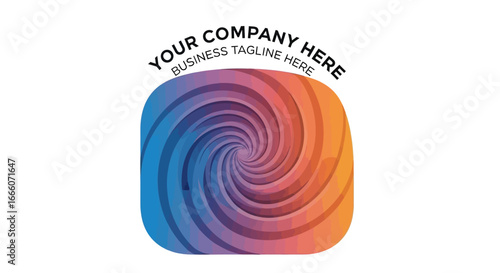 Colorful gradient spiral logo with a hypnotic vortex pattern inside a rounded square.