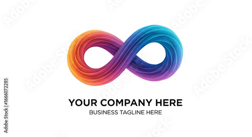 Colorful twisted infinity symbol with a vibrant warm-to-cool color gradient and layered texture.